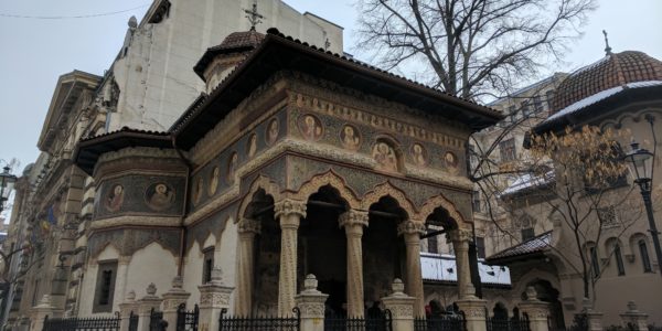 The Biserica Stavropoleos Orthodox Monastery in Old Town Bucharest